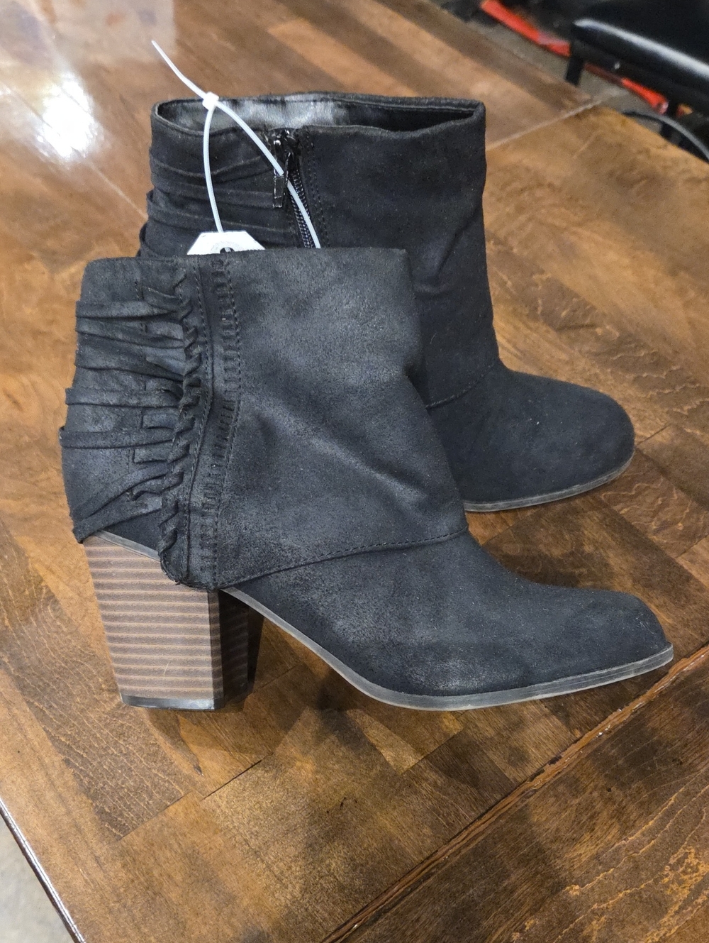 Fergalicious By Fergie Size 10 Black Women's Faux Suede Ankle Boots Block Heel